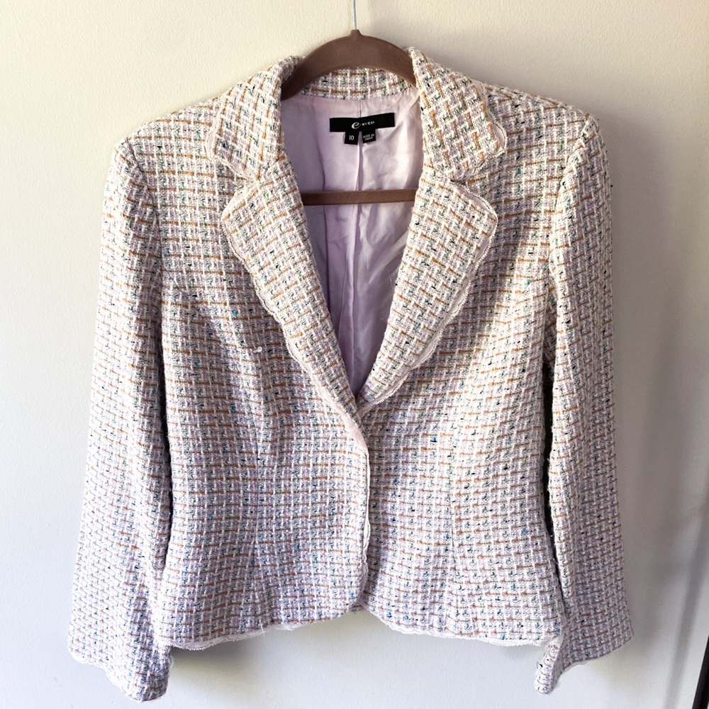 Vintage E by Eci Spring Multicolored Tweed Blazer